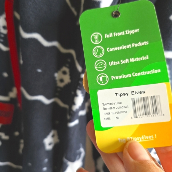 NWT!! Tipsy Elves, Women's Blue Reindeer Jumpsuit, NEW! - $89.95 - Picture 14 of 16